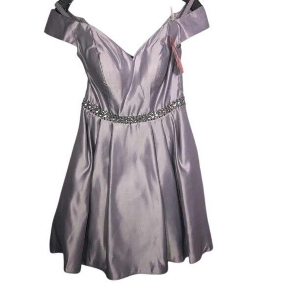 CINDY COLLECTION Satin Metallic Off the Shoulder Dress‎